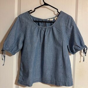 Levi’s Cotton Denim Blouse Short Sleeve Ties Size Medium